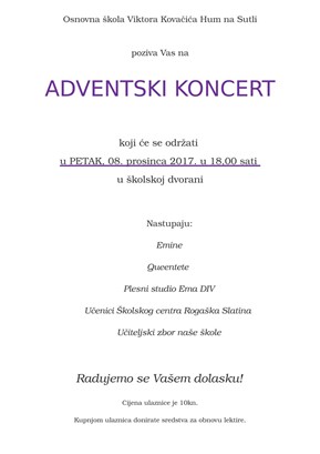 Adventski koncet u OŠ Viktora Kovačića