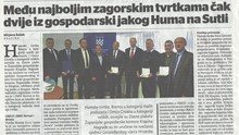 Među najboljim zagorskim tvrtkama čak dvije iz Huma na Sutli